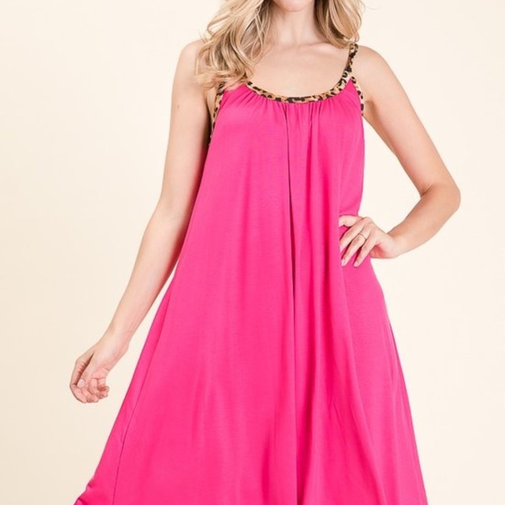 Hot Pink Relax Fit Swing Dress